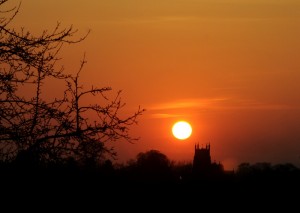 Sunset Over Wychbold Church  